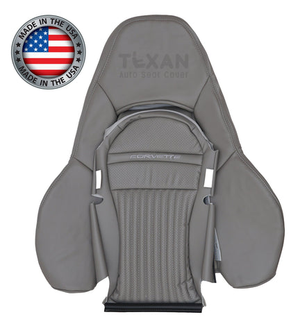 For 1997 to 2004 Chevy Corvette Driver Side Lean Back Perforated Synthetic Leather Replacement Seat Cover Gray