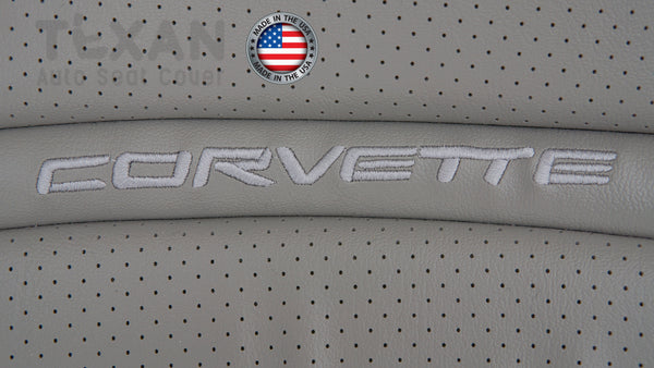 For 1997 to 2004 Chevy Corvette Driver Side Lean Back Perforated Synthetic Leather Replacement Seat Cover Gray