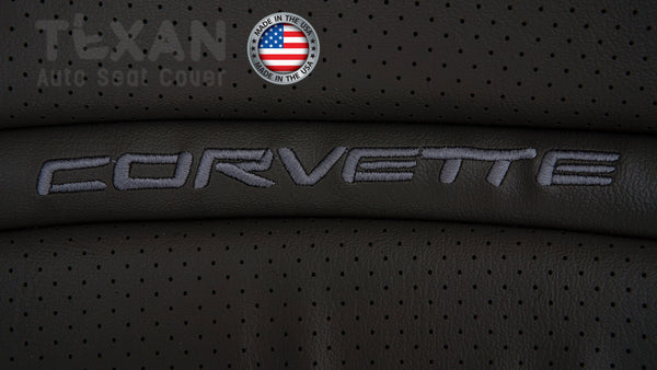 Fits 1997 to 2004 Chevy Corvette Driver Side Lean Back Perforated Synthetic Leather Replacement Seat Cover Black