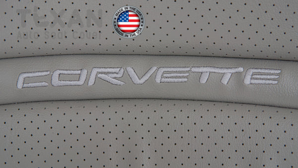 For 1997 to 2004 Chevy Corvette Driver Side Lean Back Perforated Leather Replacement Seat Cover Gray