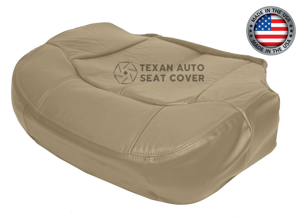 1999 to 2002 GMC Sierra Driver Side Bottom Leather Seat Cover Tan