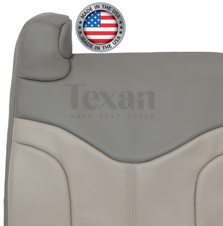 2001, 2002 GMC Sierra Denali C3 Passenger Side Lean Back Synthetic Leather Replacement Seat Cover 2 Tone Gray/Shale