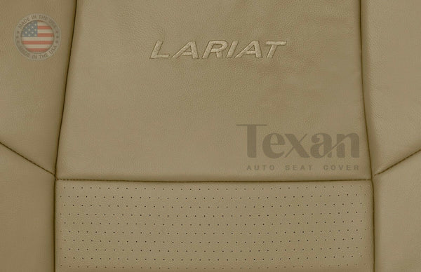 2002, 2003, 2004, 2005, 2006, 2007 Ford F250 F350 F450 F550 Lariat XLT, Crew Cab Leather Driver Side Lean Back perforated Replacement Cover Tan