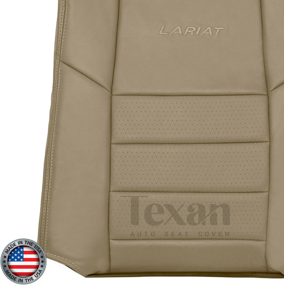 2002, 2003, 2004, 2005, 2006, 2007 Ford F250 F350 F450 F550 Lariat XLT, Crew Cab Leather Driver Side Lean Back perforated Replacement Cover Tan