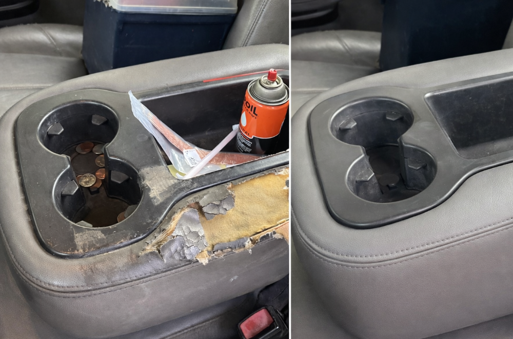 2007-2014 CHEVY SILVERADO WORK TRUCK CENTER CONSOLE BEFORE AND AFTER