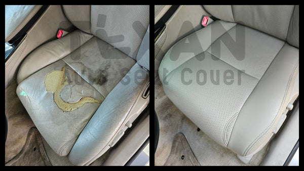 2007–2013 Toyota Tundra Platinum, Limited Driver Bottom Perforated Leather Seat Cover – Gray (Pattern with Extra Seam)