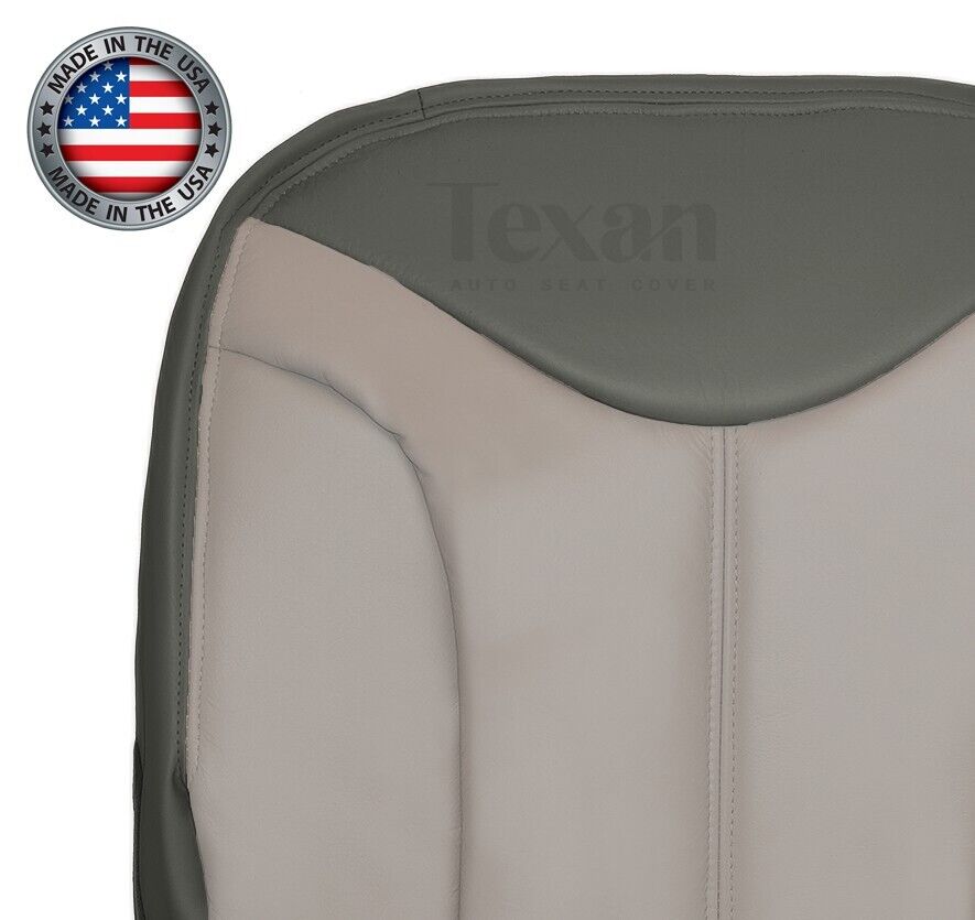2001, 2002 GMC Sierra Denali C3 Driver Side Bottom Leather Replacement Seat Cover 2 Tone Gray/Shale