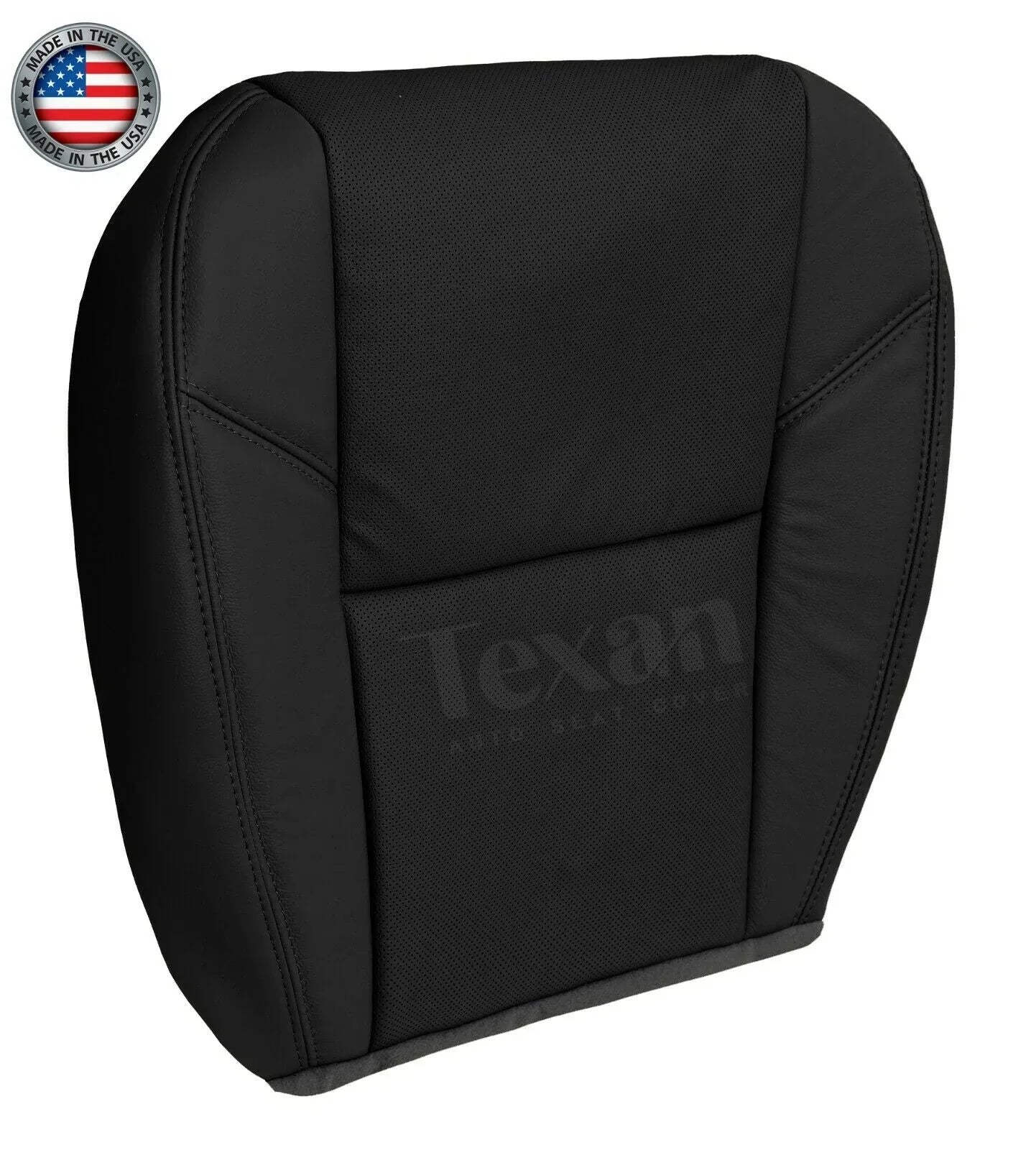 Fits 2010, 2011, 2012, 2013, 2014 GMC Yukon, Yukon XL Passenger Side Bottom Perforated Synthetic Leather Replacement Seat Cover Black
