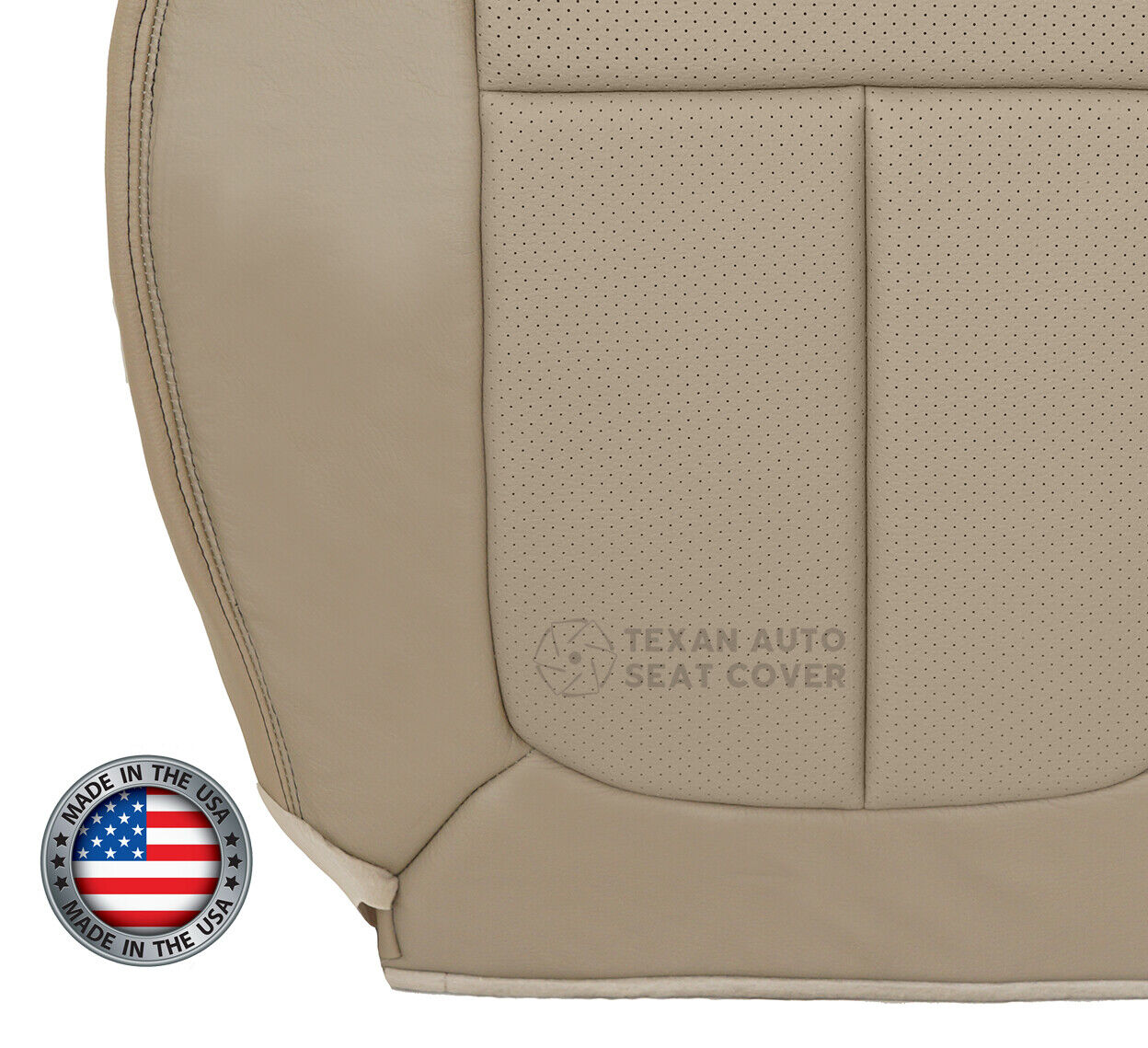 2009, 2010 Ford F150 Lariat Driver Side Bottom Perforated Leather Replacement Seat Cover Tan