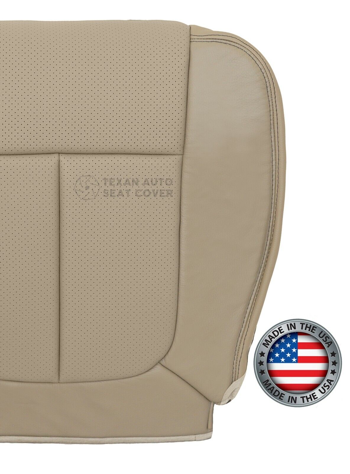 2011, 2012, 2013, 2014 Ford F150 Lariat Passenger Bottom Perforated Synthetic Leather Seat Cover Adobe Tan