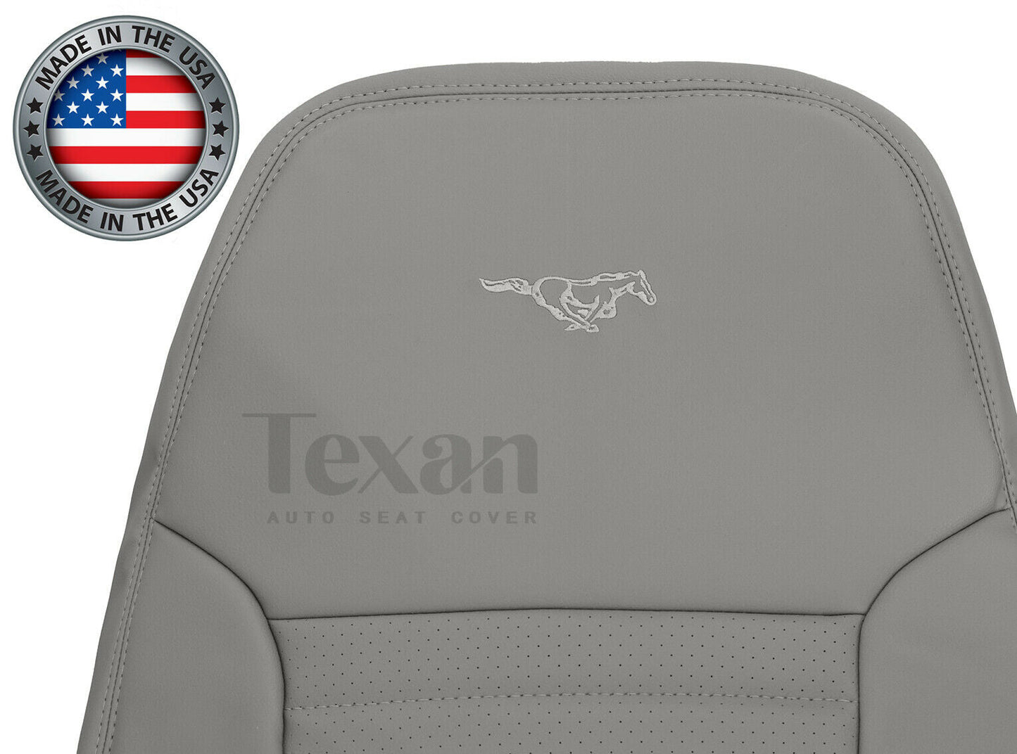 1999 to 2004 Ford Mustang GT V8 Driver Side Lean Back Perforated Syntetic Leather Replacement Seat Cover Gray