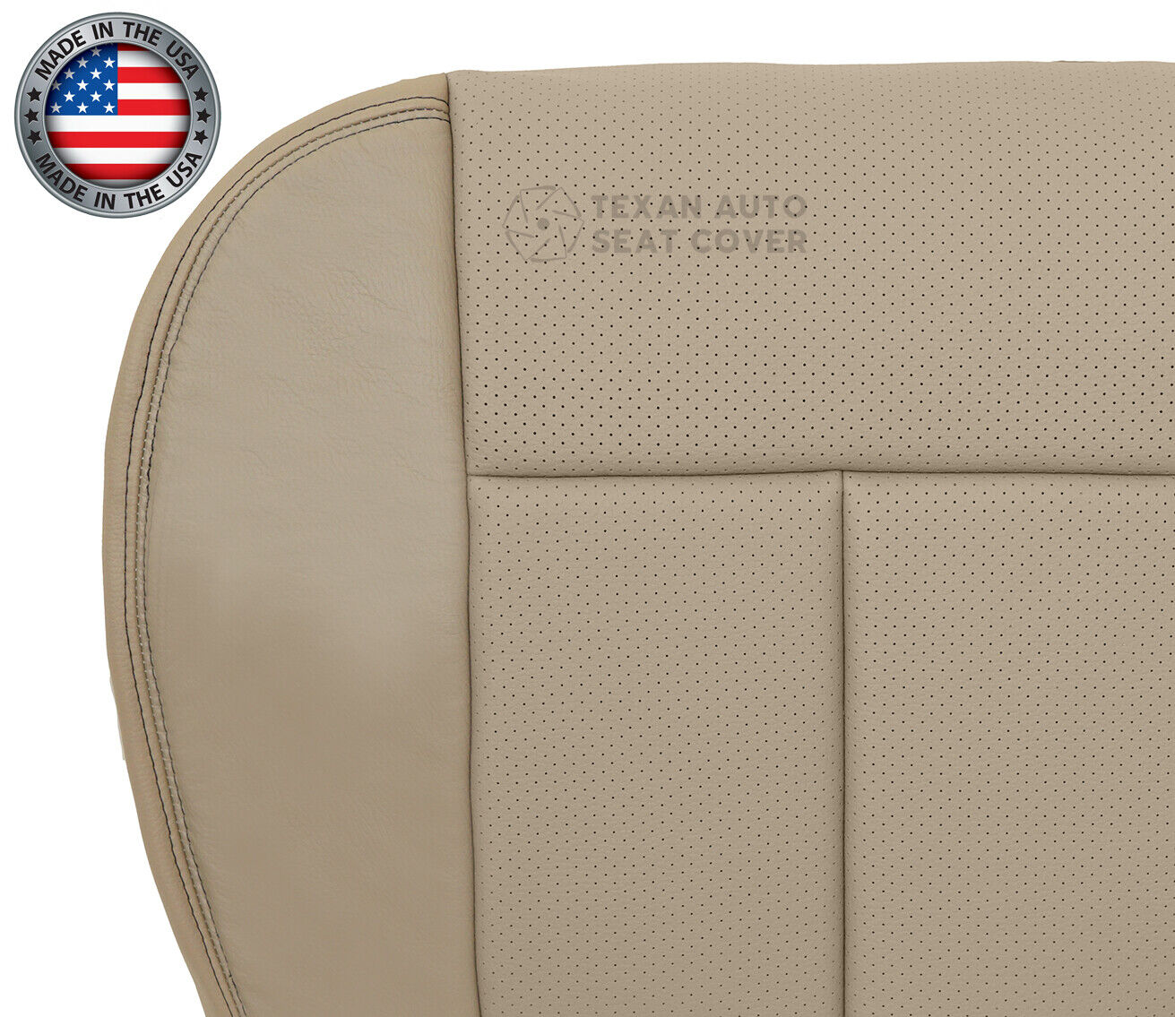 2011, 2012, 2013, 2014 Ford F150 Lariat Passenger Bottom Perforated Synthetic Leather Seat Cover Adobe Tan