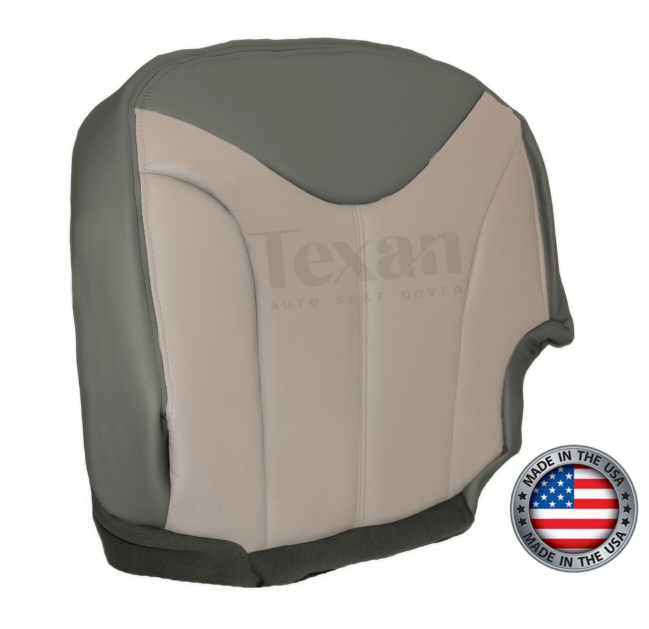 2001, 2002 GMC Sierra Denali C3 Driver Side Bottom Leather Replacement Seat Cover 2 Tone Gray/Shale