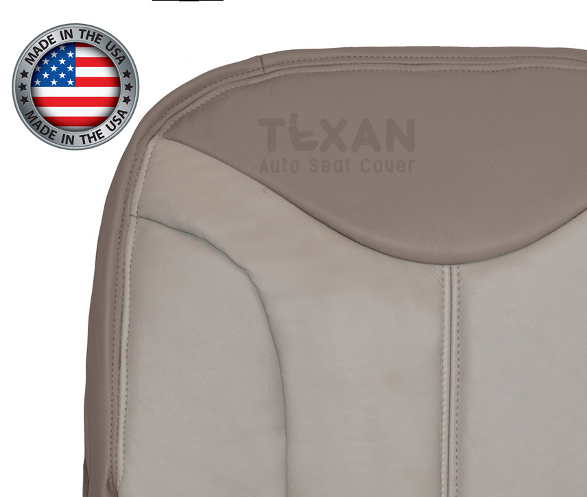2001, 2002 GMC Sierra Denali C3 Driver Side Bottom Leather Replacement Seat Cover 2-Tone Tan