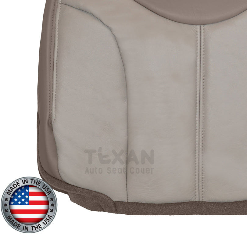 2001, 2002 GMC Sierra Denali C3 Driver Side Bottom Synthetic Leather Replacement Seat Cover 2-Tone Tan