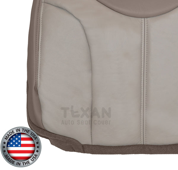 2001, 2002 GMC Sierra Denali C3 Driver Side Bottom Leather Replacement Seat Cover 2-Tone Tan