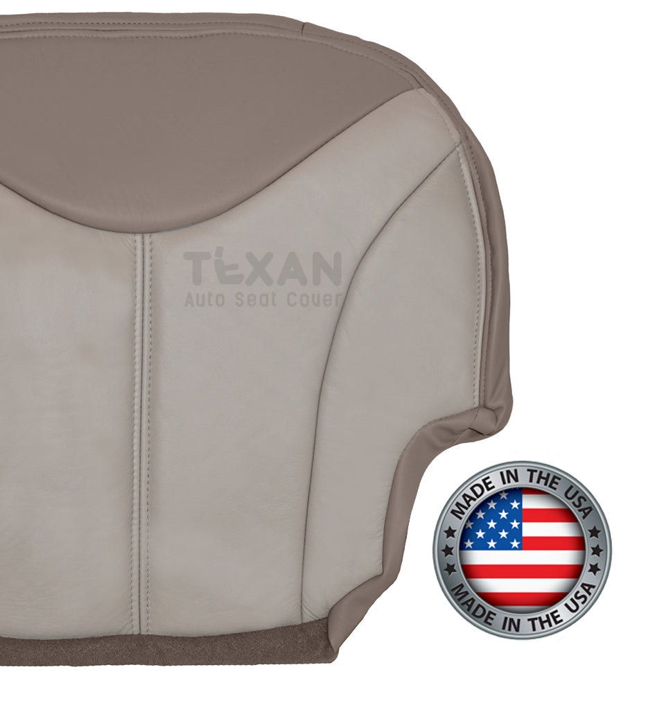 2001, 2002 GMC Sierra Denali C3 Driver Side Bottom Leather Replacement Seat Cover 2-Tone Tan