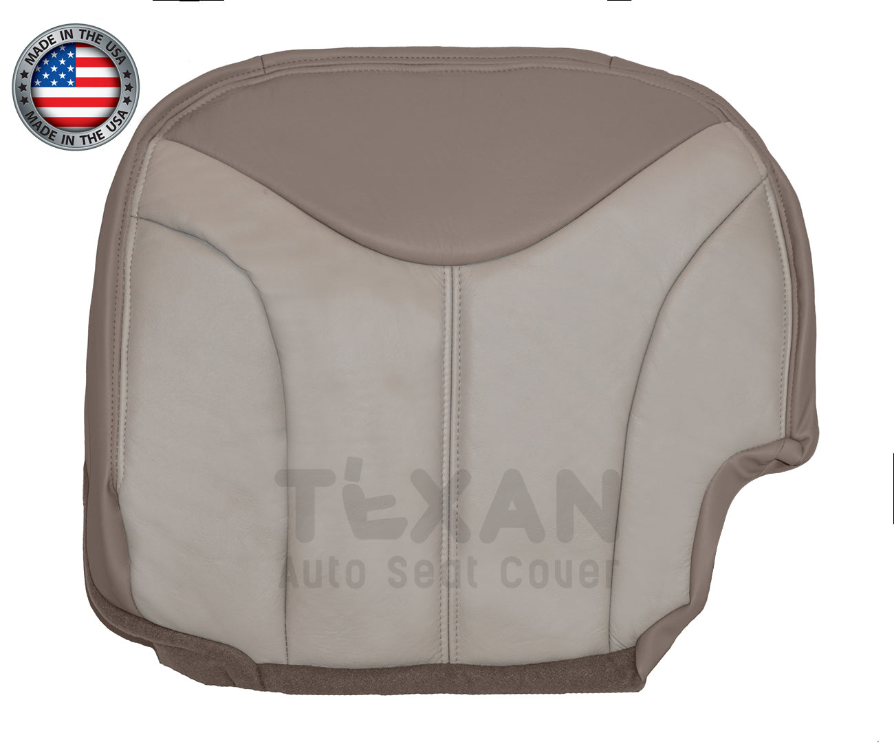 2001, 2002 GMC Sierra Denali C3 Passenger Side Bottom Synthetic Leather Replacement Seat Cover 2-Tone Tan