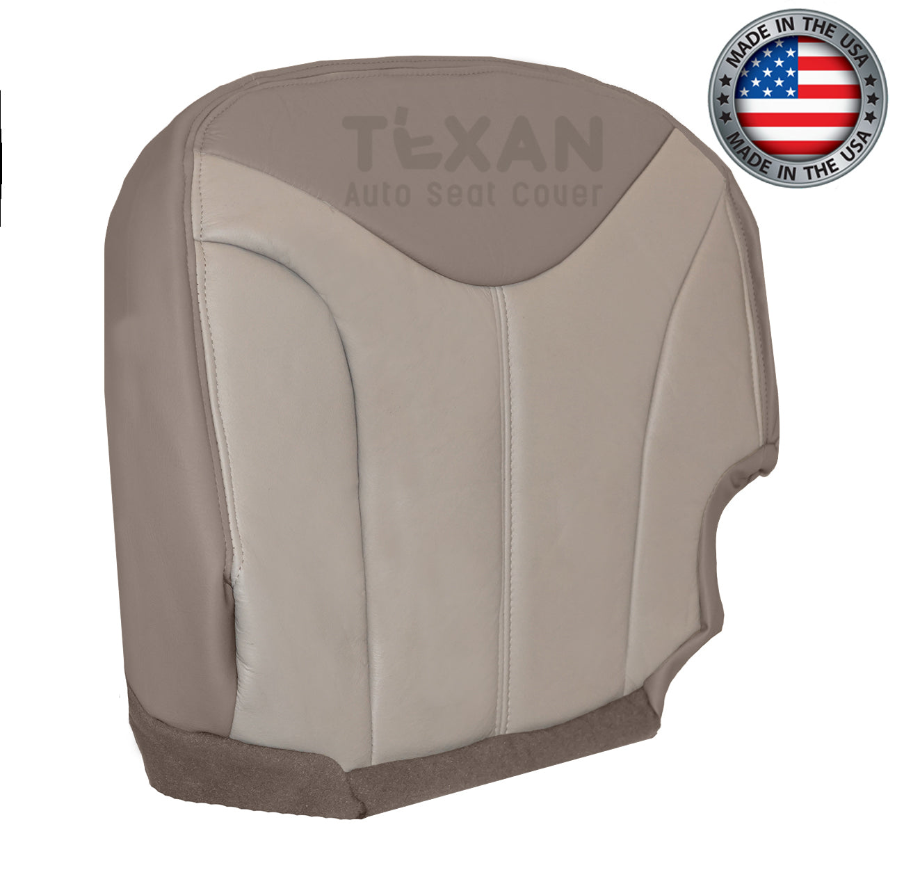 2001, 2002 GMC Sierra Denali C3 Driver Side Bottom Synthetic Leather Replacement Seat Cover 2-Tone Tan