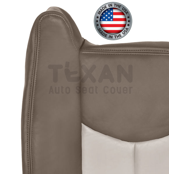 2003 to 2007 GMC Sierra Denali Passenger Lean Back Leather Replacement Seat Cover 2-Tone Tan