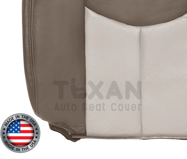 2003 to 2007 GMC Sierra Denali Passenger Side Lean Back Synthetic Leather Replacement Seat Cover 2-Tone Tan