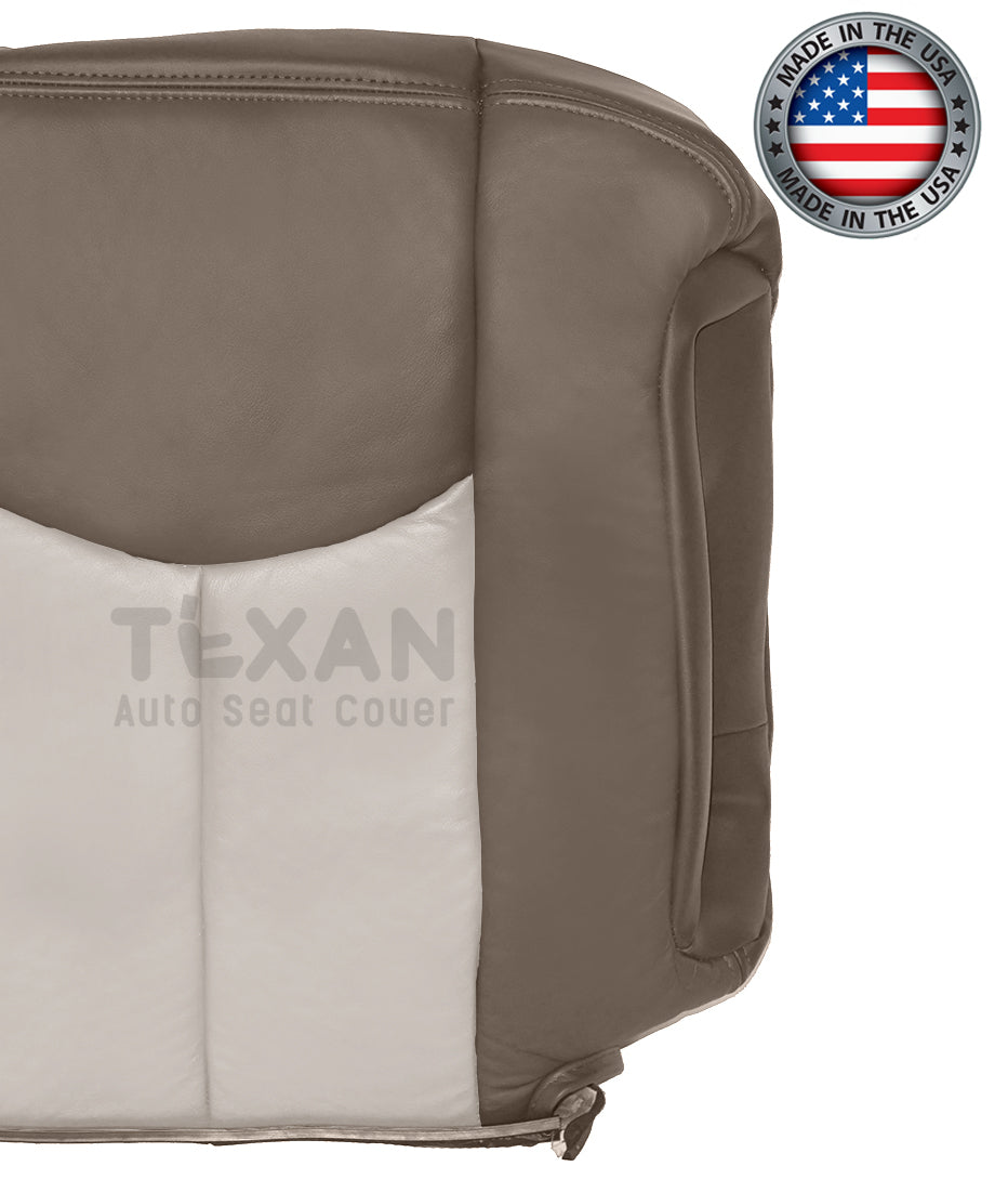 2003 to 2007 GMC Sierra Denali Passenger Side Lean Back Synthetic Leather Replacement Seat Cover 2-Tone Tan