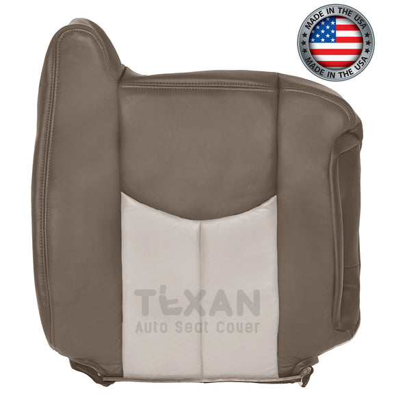 2003 to 2007 GMC Sierra Denali Driver Side Lean Back Synthetic Leather Replacement Seat Cover 2-Tone Tan