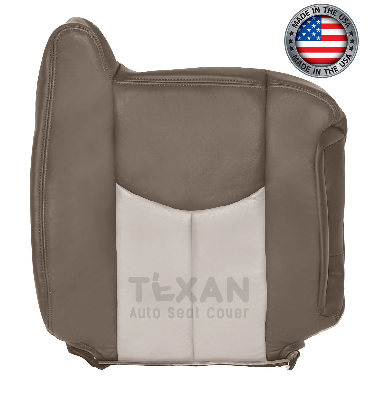 2003 to 2007 GMC Sierra Denali Passenger Side Lean Back Synthetic Leather Replacement Seat Cover 2-Tone Tan