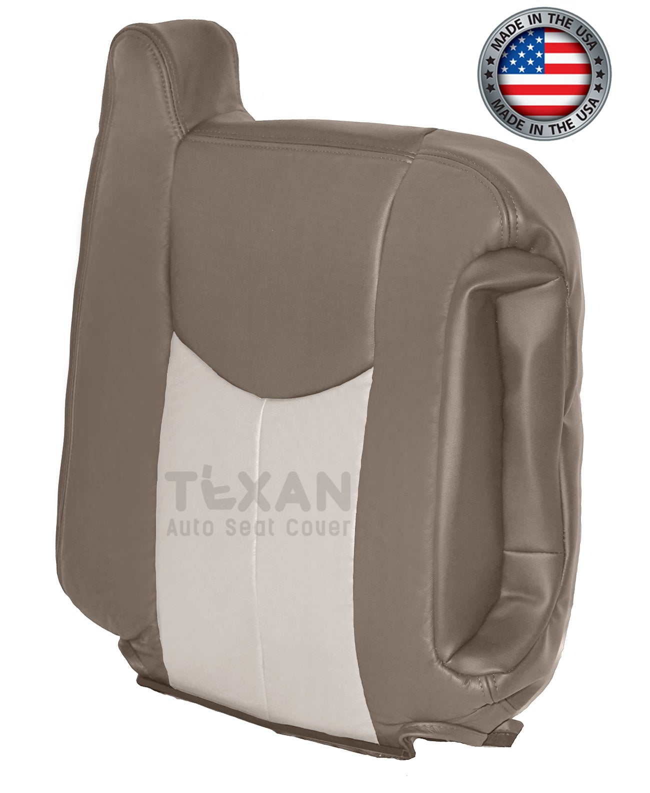 2003 to 2007 GMC Sierra Denali Driver Lean Back Leather Replacement Seat Cover 2-Tone Tan