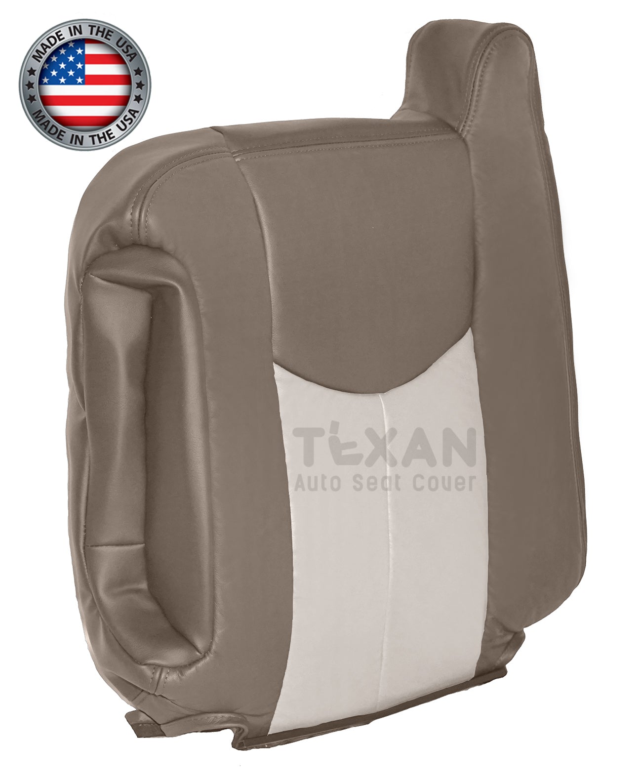 2003 to 2007 GMC Sierra Denali Passenger Side Lean Back Synthetic Leather Replacement Seat Cover 2-Tone Tan