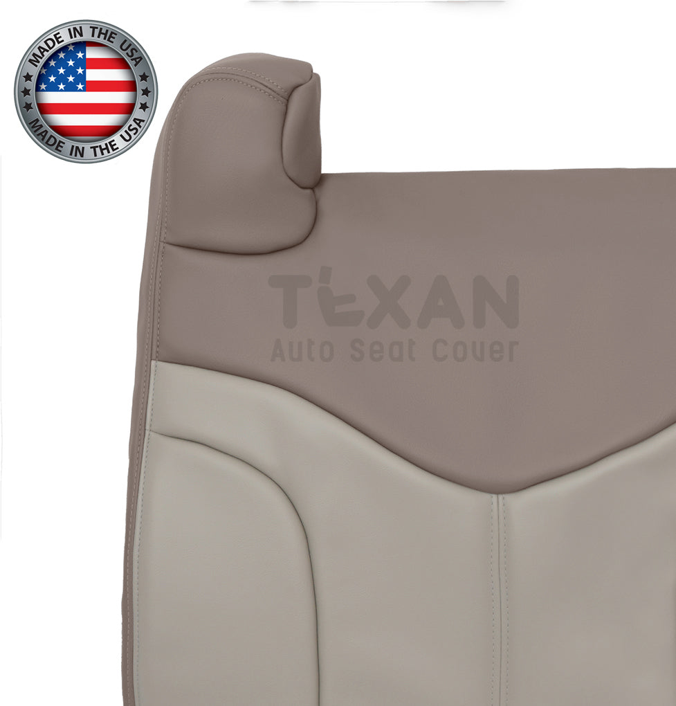 2001, 2002 GMC Sierra Denali C3 Passenger Side Lean Back Synthetic Leather Replacement Seat Cover 2-Tone Tan