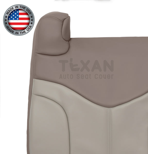 2001, 2002 GMC Sierra Denali C3 Driver Side Lean Back Synthetic Leather Replacement Seat Cover 2-Tone Tan