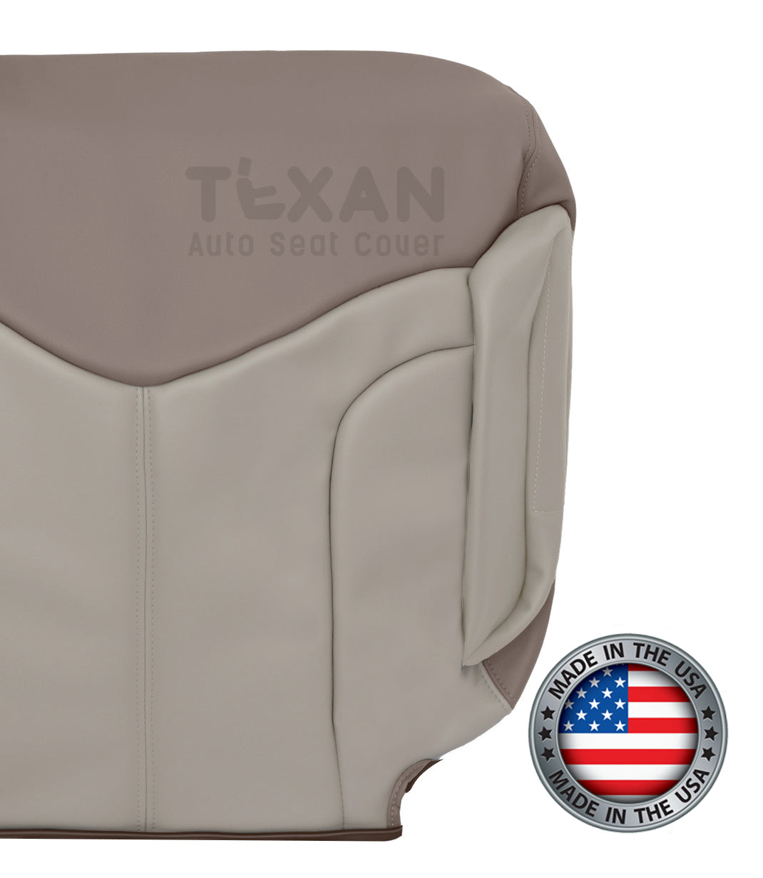 2001, 2002 GMC Sierra Denali C3 Driver Side Lean Back Synthetic Leather Replacement Seat Cover 2-Tone Tan