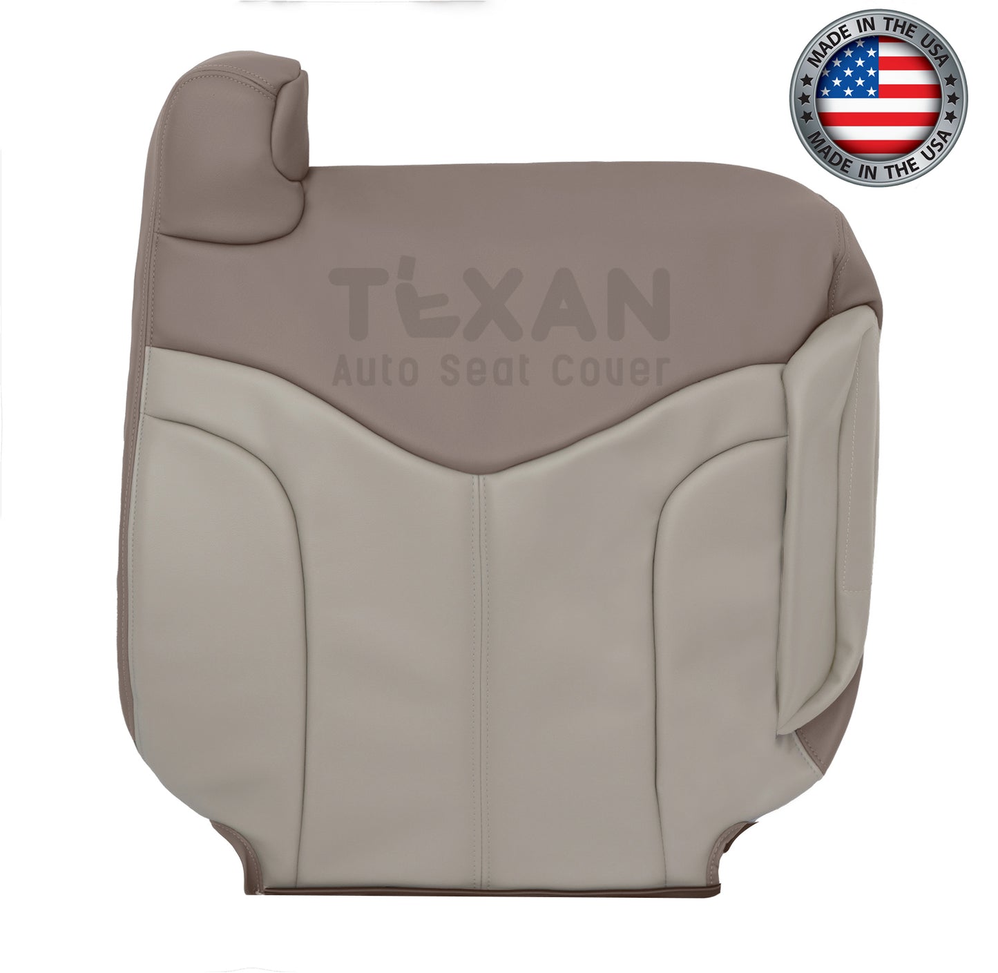 2001, 2002 GMC Sierra Denali C3 Driver Side Lean Back Leather Replacement Seat Cover 2-Tone Tan