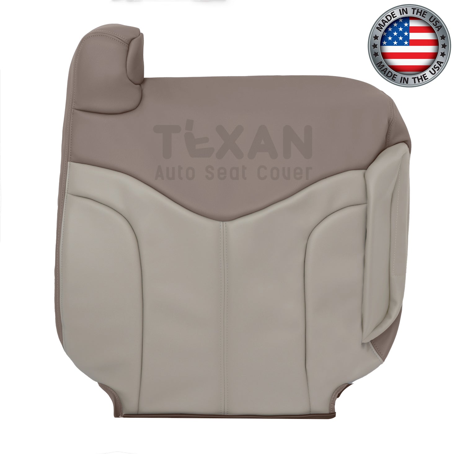 2001, 2002 GMC Sierra Denali C3 Passenger Side Lean Back Leather Replacement Seat Cover 2-Tone Tan