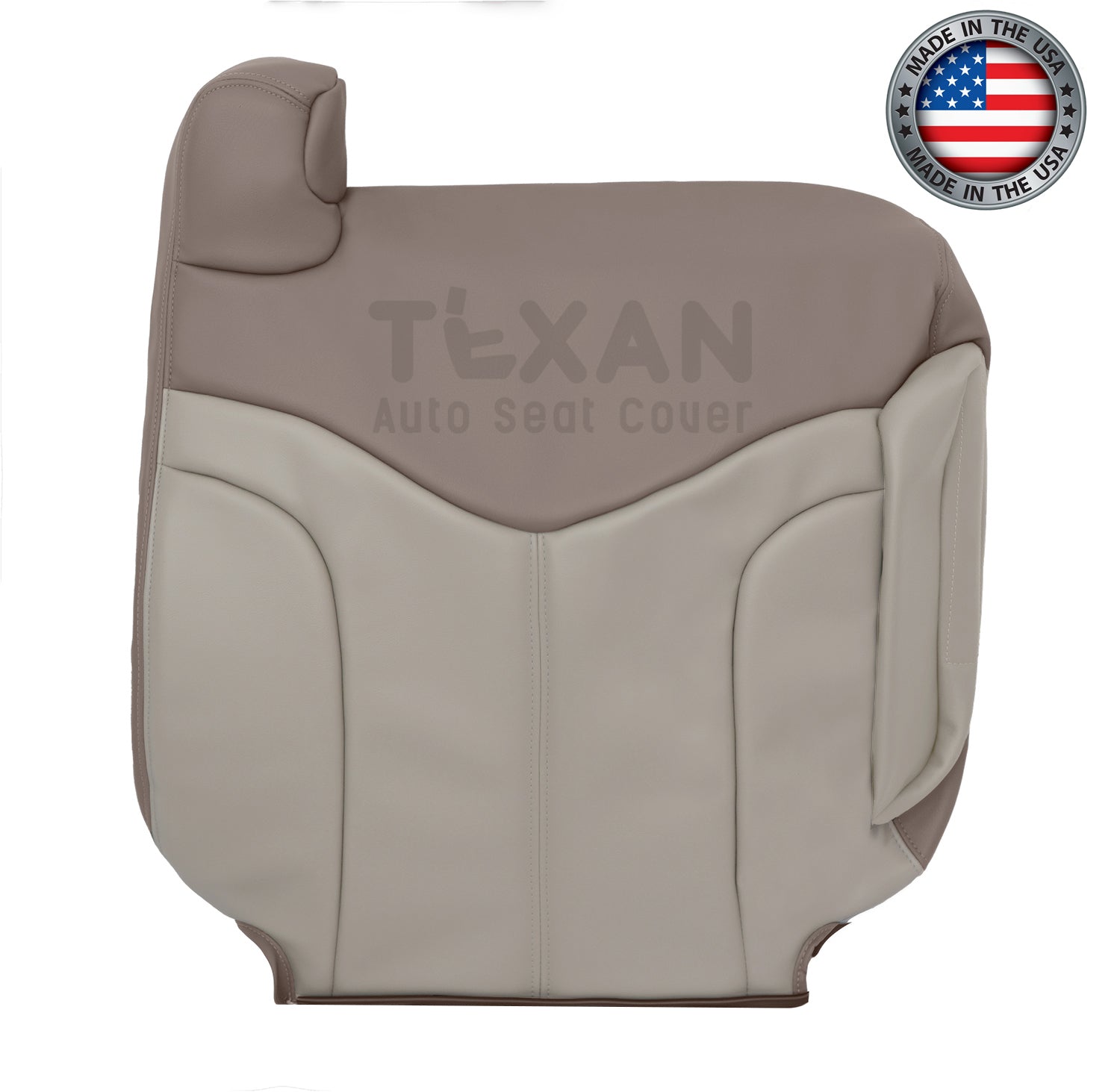 2001, 2002 GMC Sierra Denali C3 Passenger Side Lean Back Synthetic Leather Replacement Seat Cover 2-Tone Tan