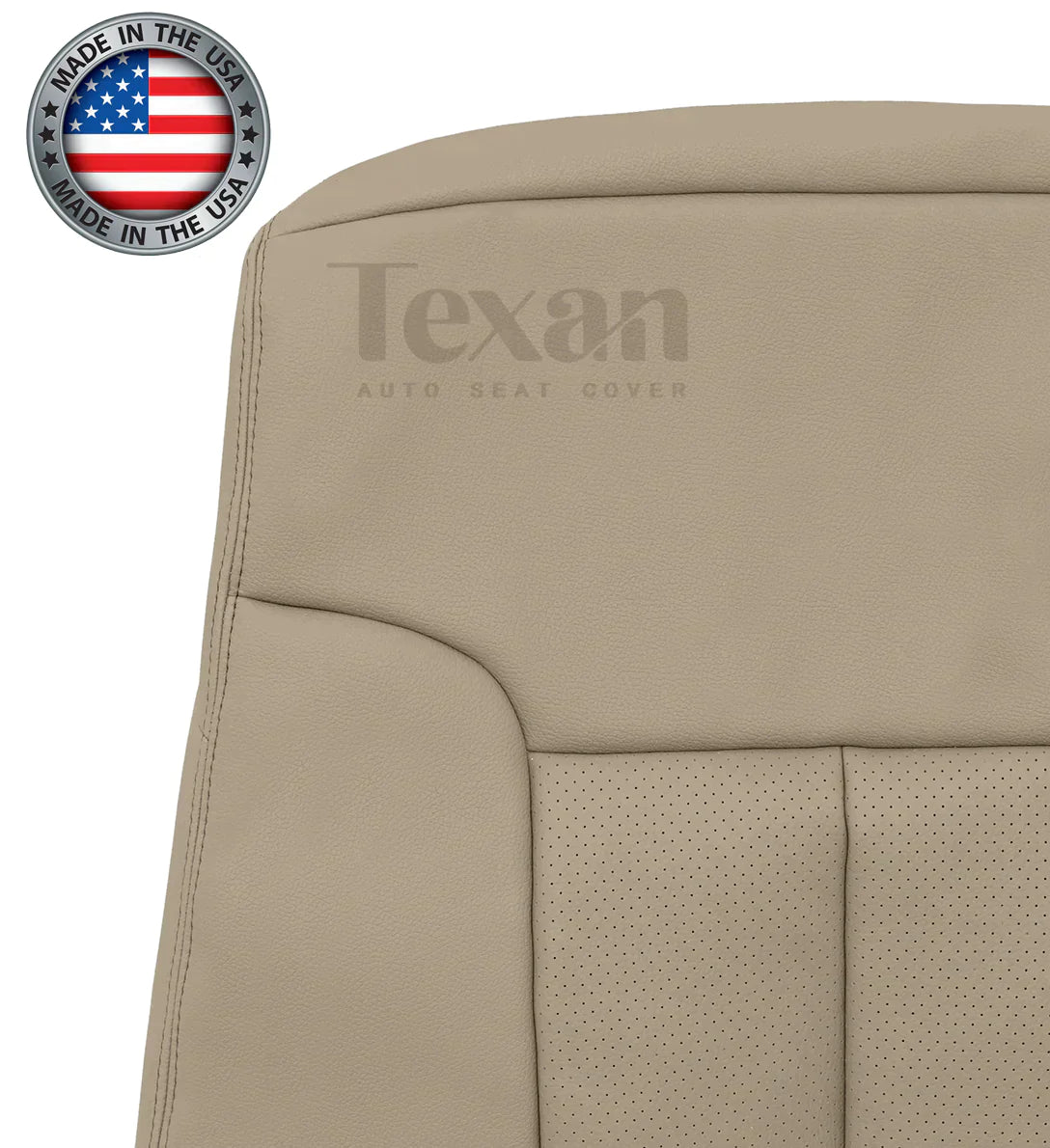 2011 to 2014 Ford F150 Lariat Driver Side Lean Back Perforated Synthetic Leather Seat Cover Adobe Tan