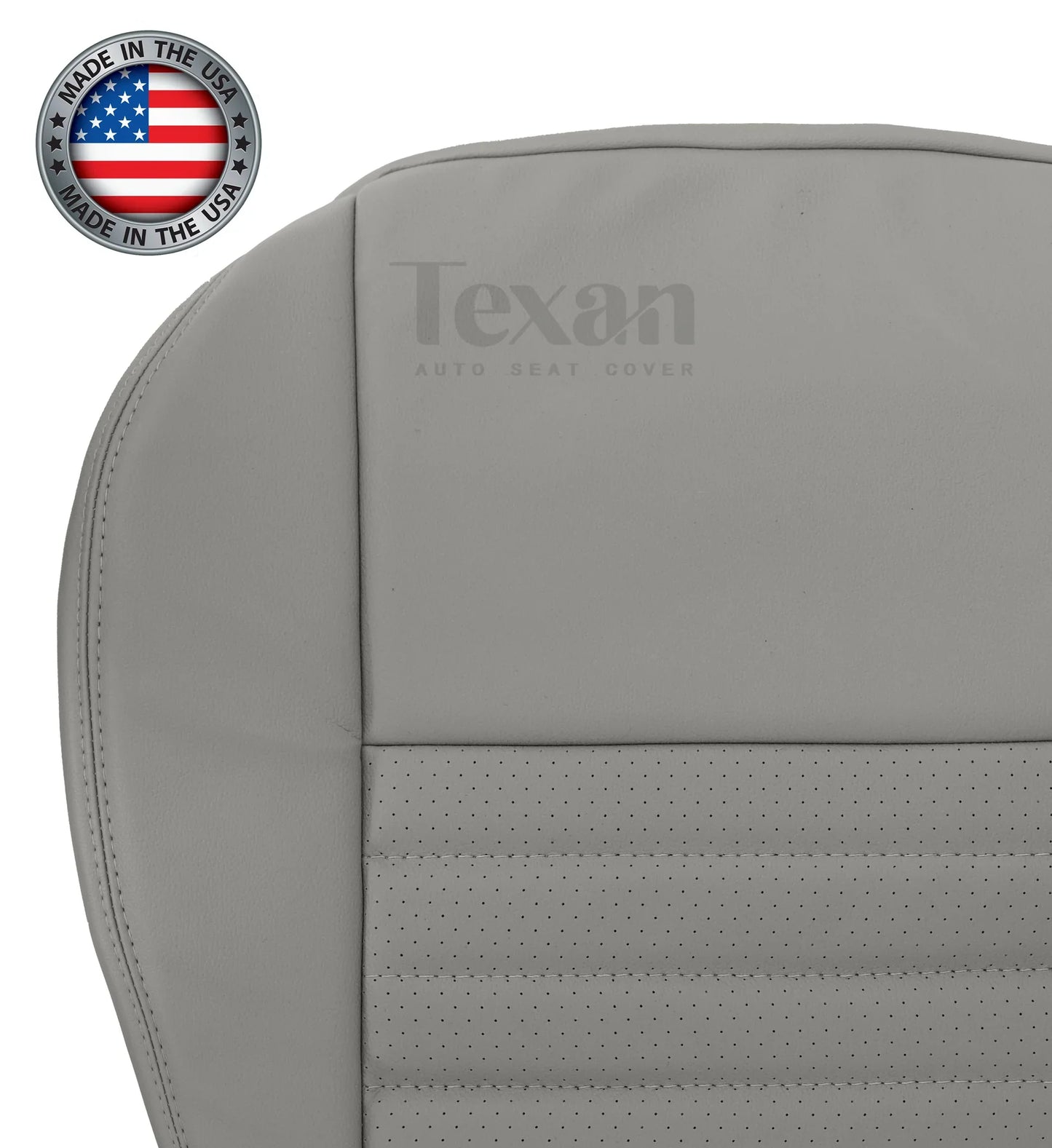 1999 to 2004 Ford Mustang GT V8 Passenger Side Bottom Perforated Synthetic Leather Replacement Seat Cover Gray