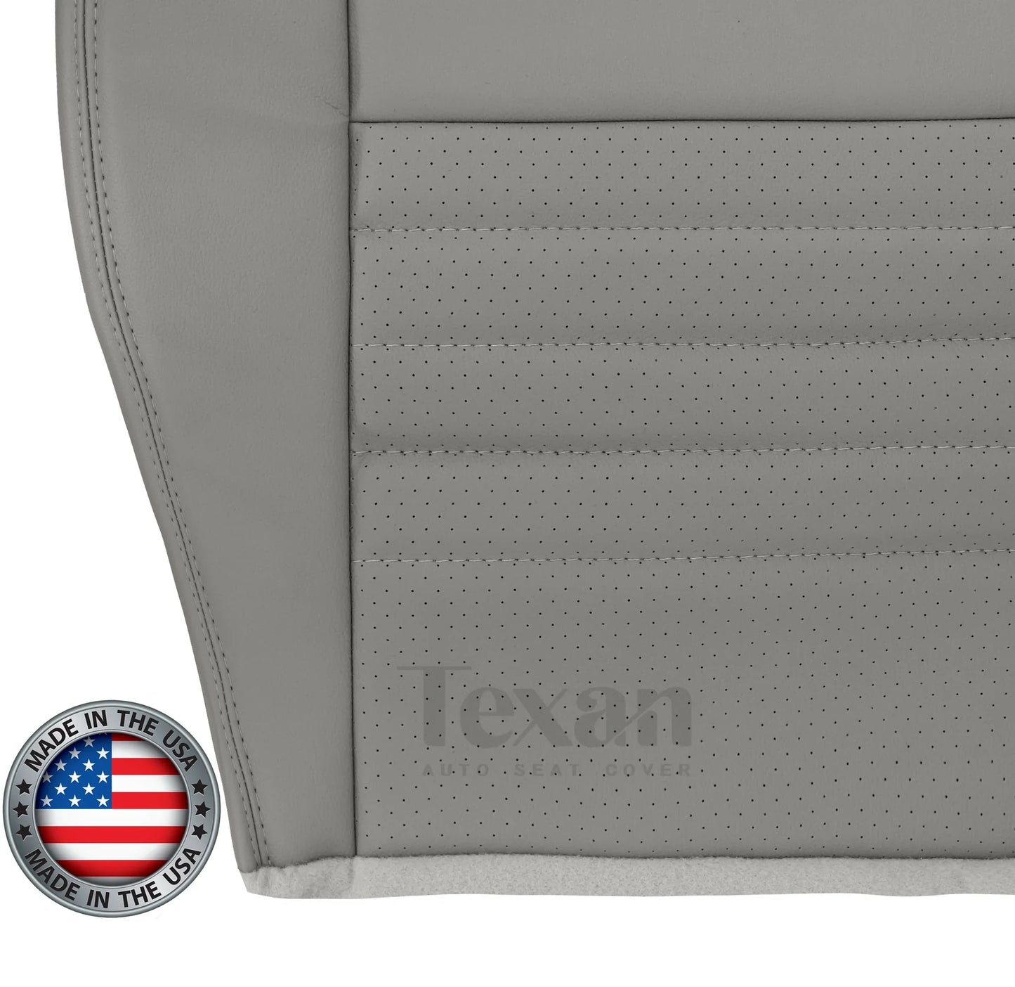 1999 to 2004 Ford Mustang GT V8 Passenger Side Bottom Perforated Synthetic Leather Replacement Seat Cover Gray