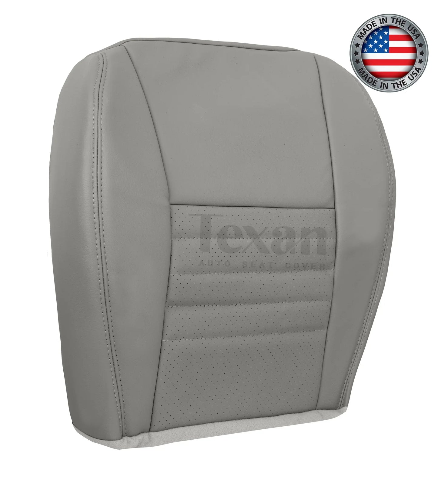 1999 to 2004 Ford Mustang GT V8 Passenger Side Bottom Perforated Synthetic Leather Replacement Seat Cover Gray