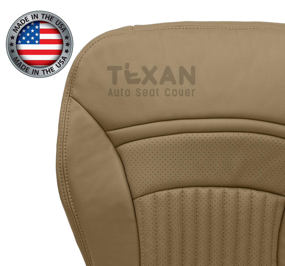 For 1997 to 2004 Chevy Corvette Passenger Side Bottom Perforated Synthetic Leather Replacement Seat Cover Light Oak Tan