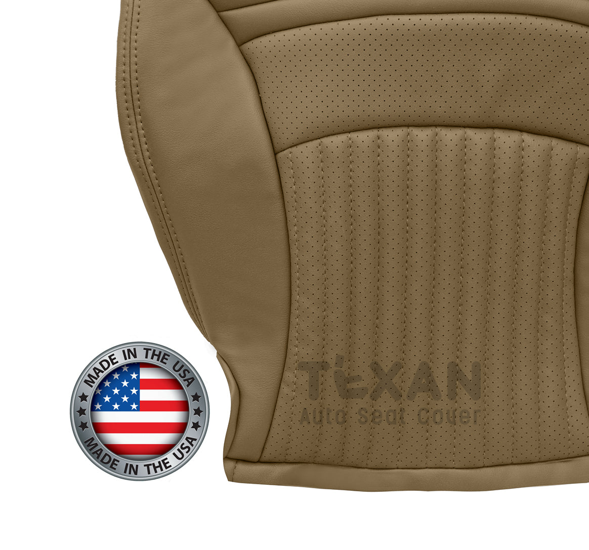 For 1997 to 2004 Chevy Corvette Passenger Side Bottom Perforated Synthetic Leather Replacement Seat Cover Light Oak Tan