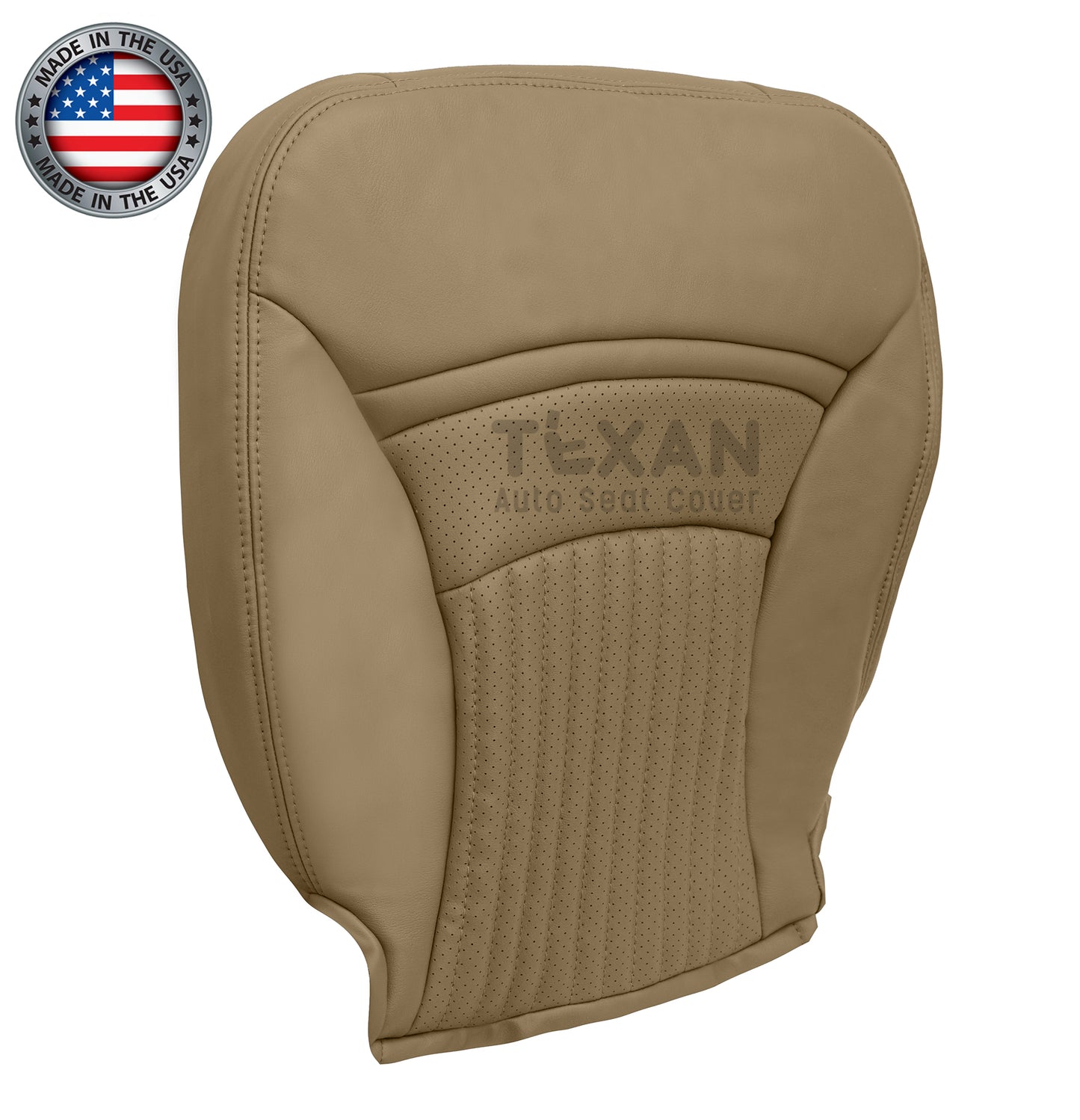 For 1997 to 2004 Chevy Corvette Passenger Side Bottom Perforated Synthetic Leather Replacement Seat Cover Light Oak Tan