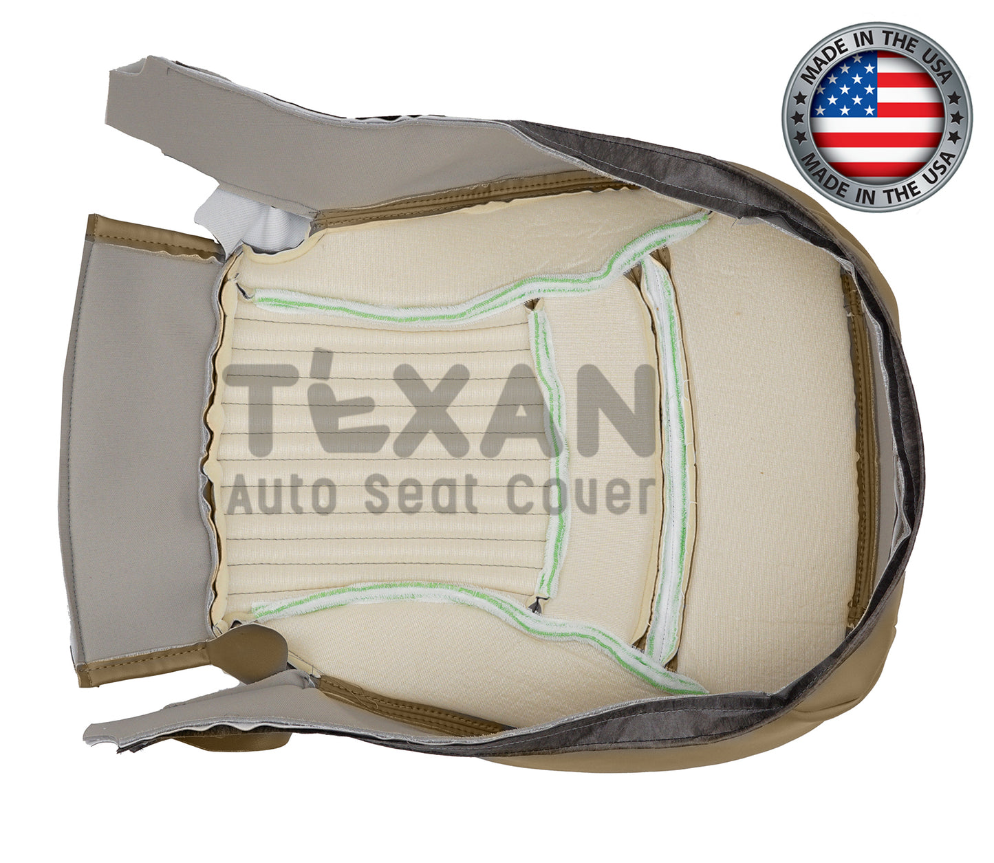 For 1997 to 2004 Chevy Corvette Passenger Side Bottom Perforated Synthetic Leather Replacement Seat Cover Light Oak Tan