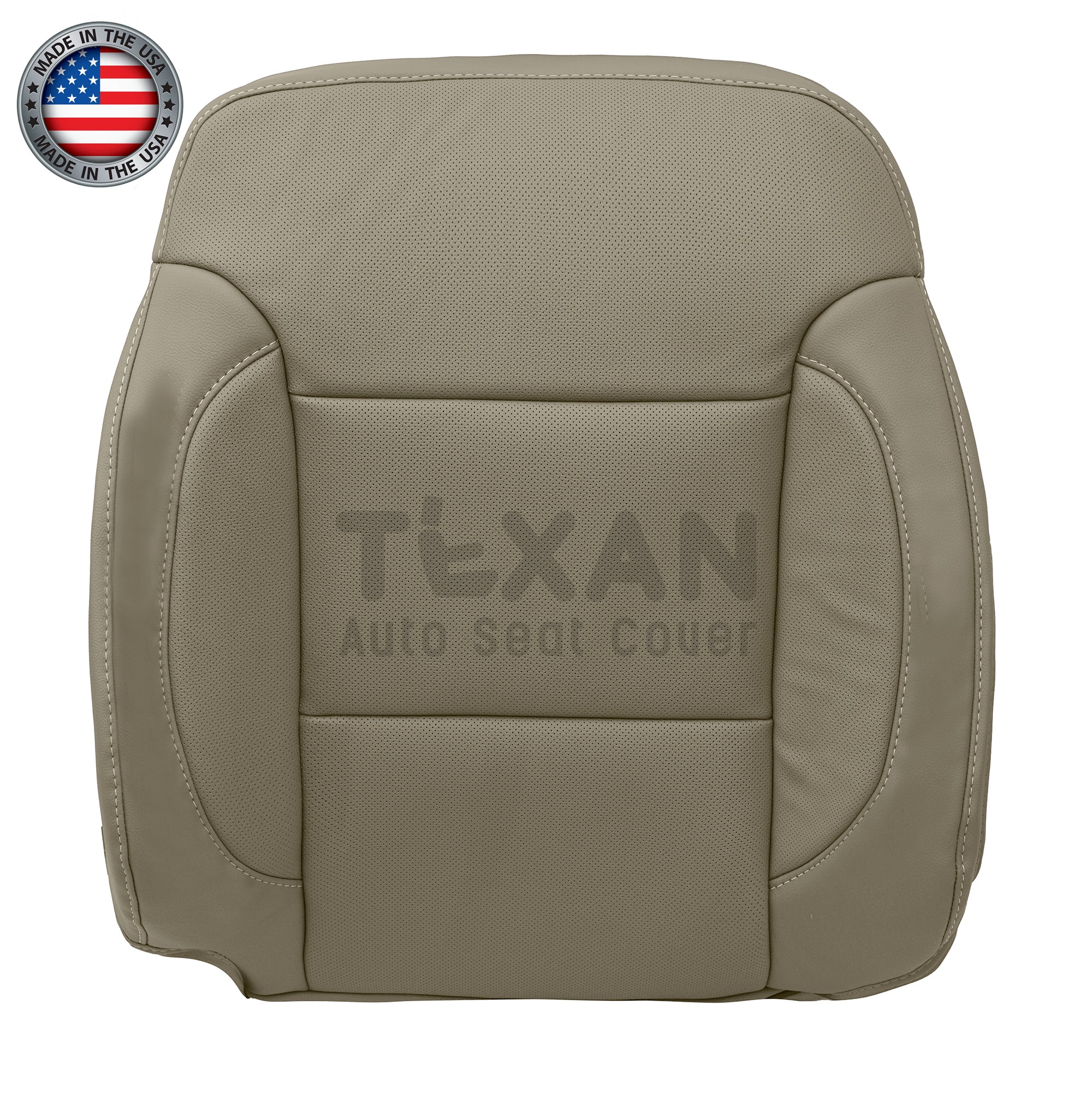 For 2014, 2015, 2016, 2017, 2018, 2019 Chevy Silverado Driver Side Lean Back Perforated Leather Replacement Seat Cover Dune Tan