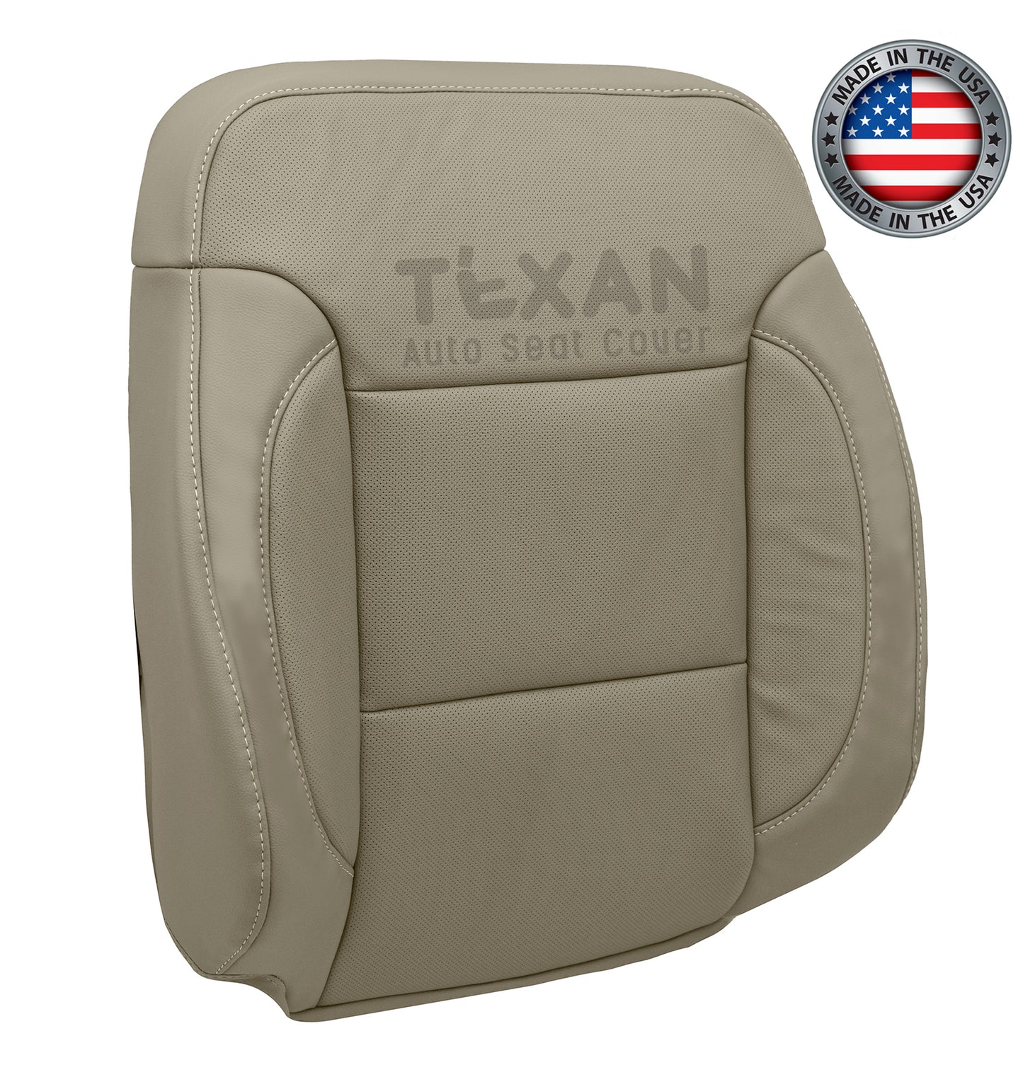 For 2014, 2015, 2016, 2017, 2018, 2019 Chevy Silverado Driver Side Lean Back Perforated Synthetic Leather Replacement Seat Cover Dune Tan