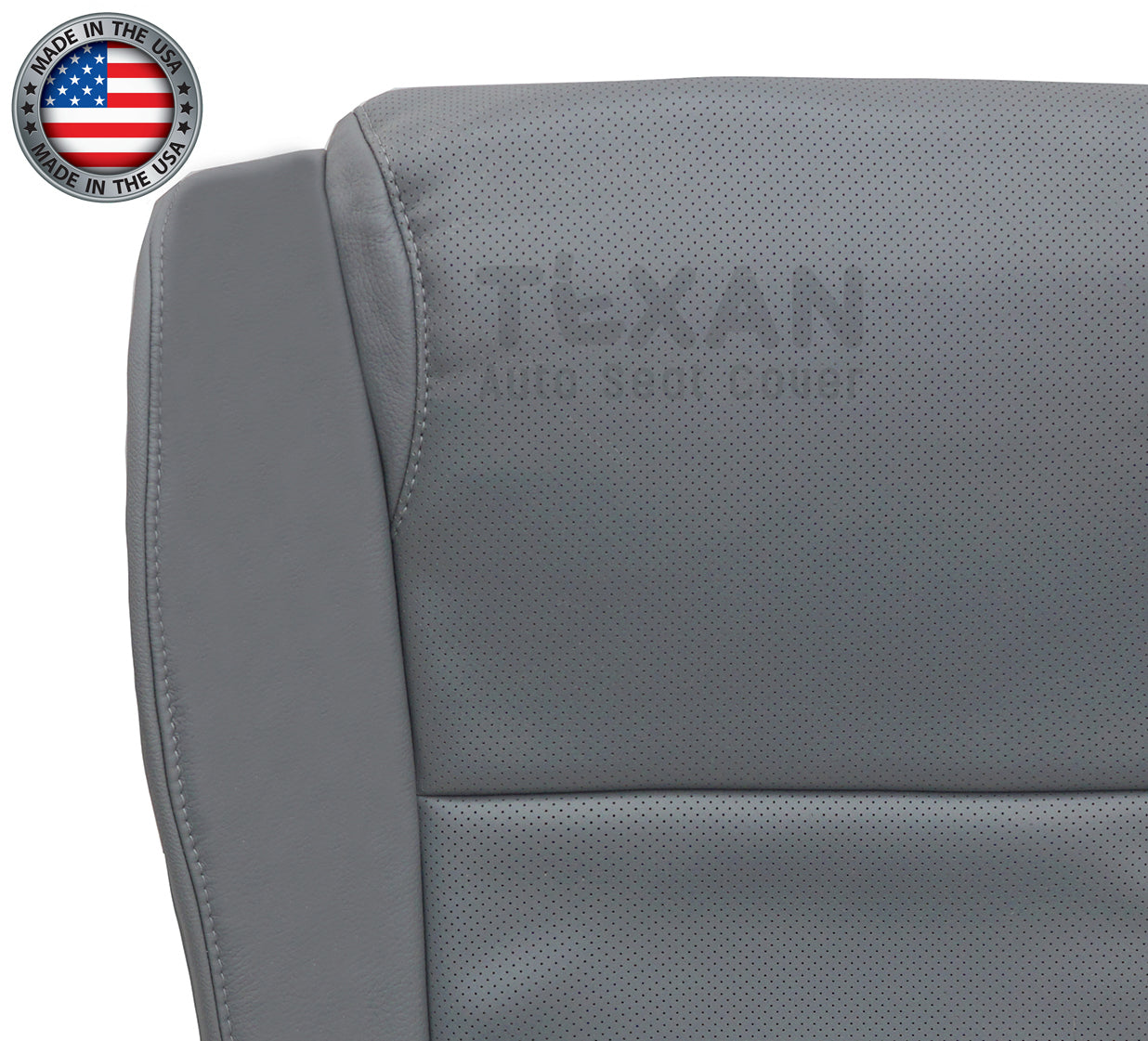2007 to 2013 Toyota Sequoia Passenger Side Bottom Perforated Leather Replacement Seat Cover Gray