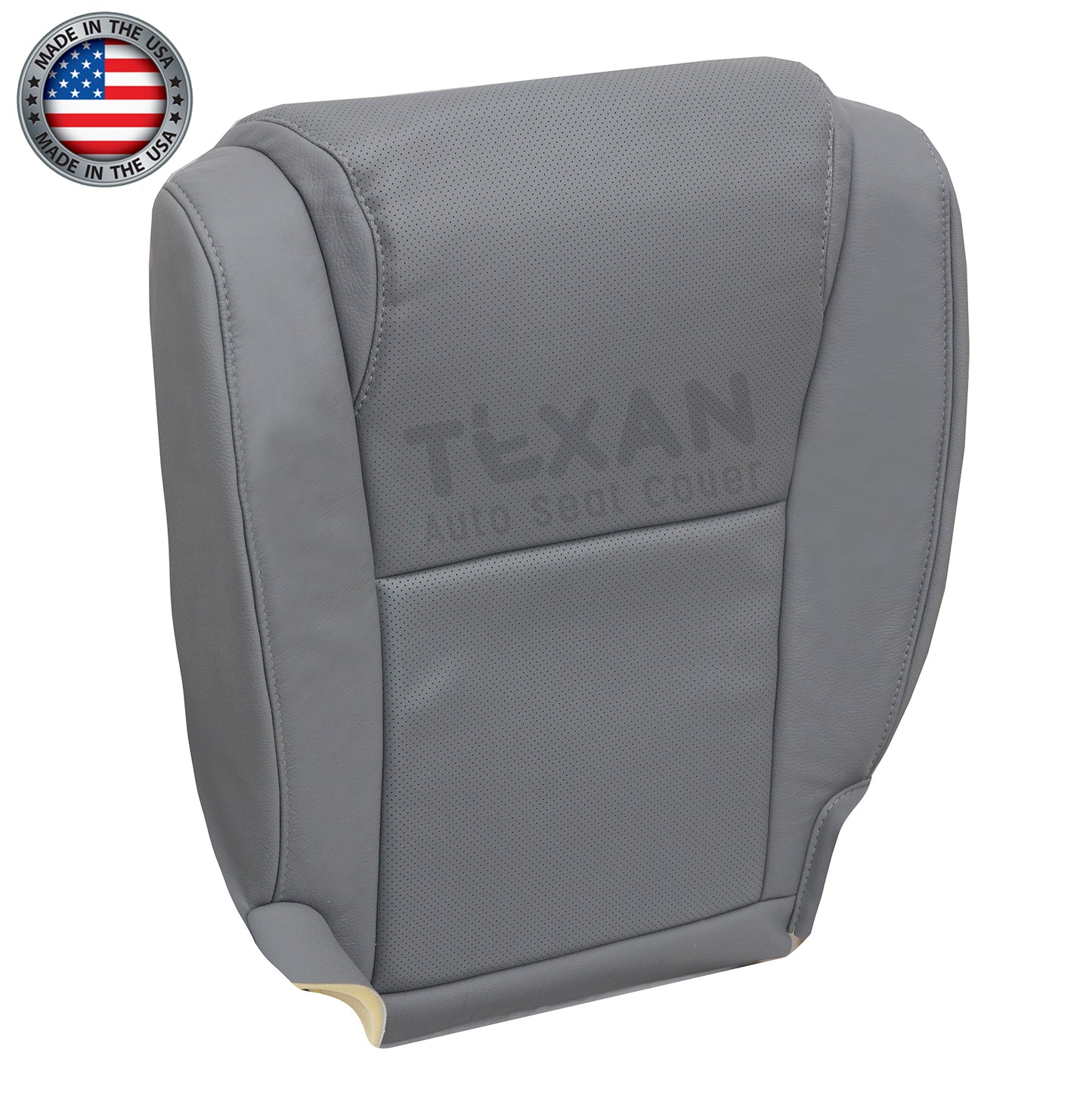 2007 to 2013 Toyota Sequoia Driver Side Bottom Perforated Leather Replacement Seat Cover Gray