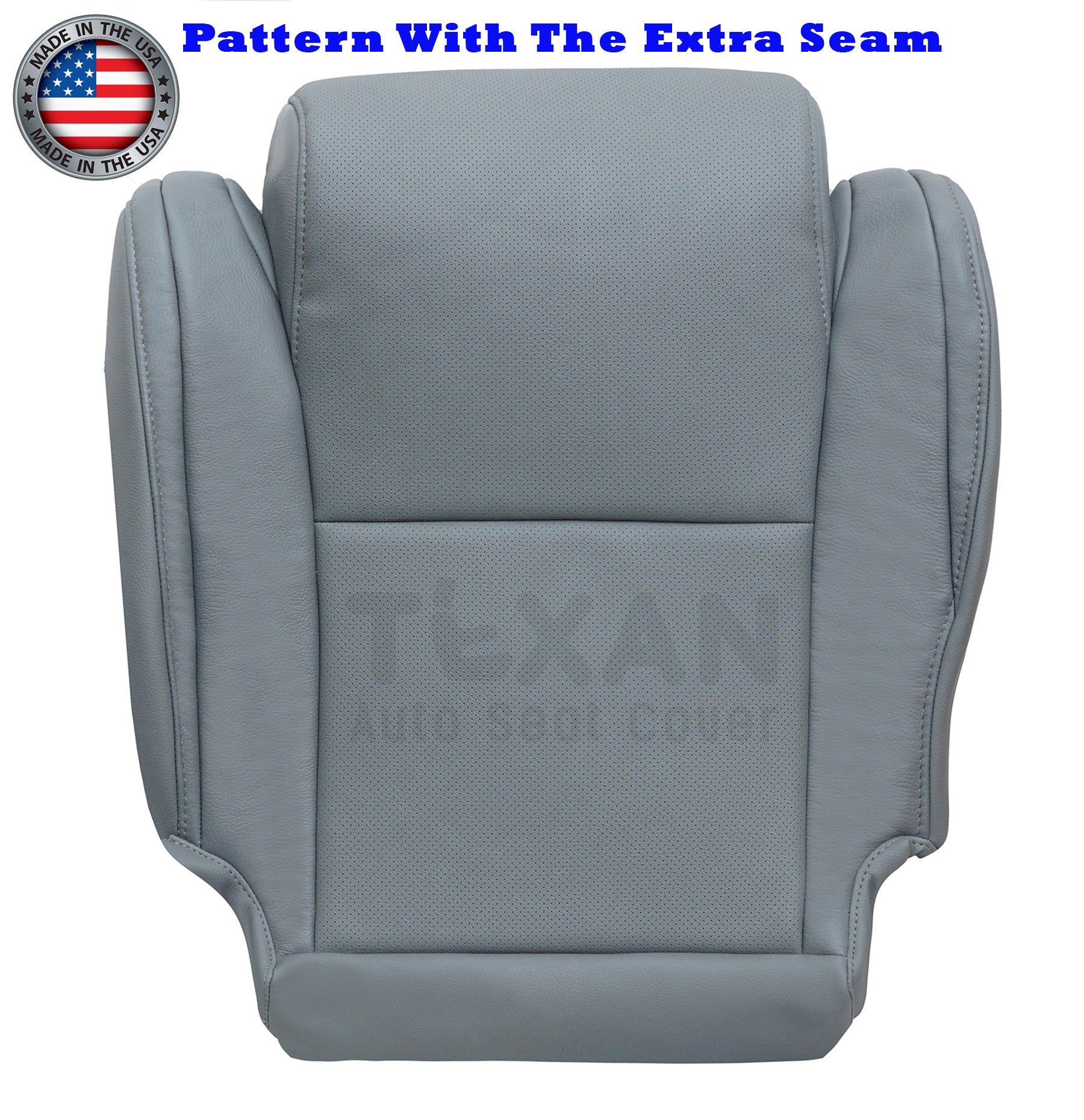 Gray leather replacement driver bottom seat cover for 2007–2013 Toyota Tundra Limited Platinum Crew Cab – OEM fit with perforated insert and Extra Seam