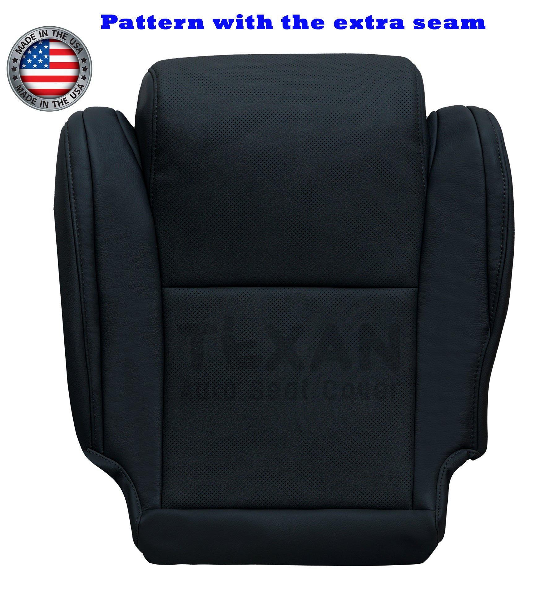 Black leather replacement driver bottom seat cover with extra seam for 2010–2013 Toyota Tundra Platinum Crew Cab – OEM fit with perforated insert
